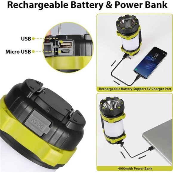 2 Pack Camping Lantern, Outdoor Led Camping Lantern, Rechargeable Flashlights - Picture 5 of 6